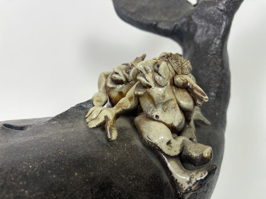 Large Whimsical Studio Pottery Stoneware Whale 15W X 10D X 13H [Photo 5]