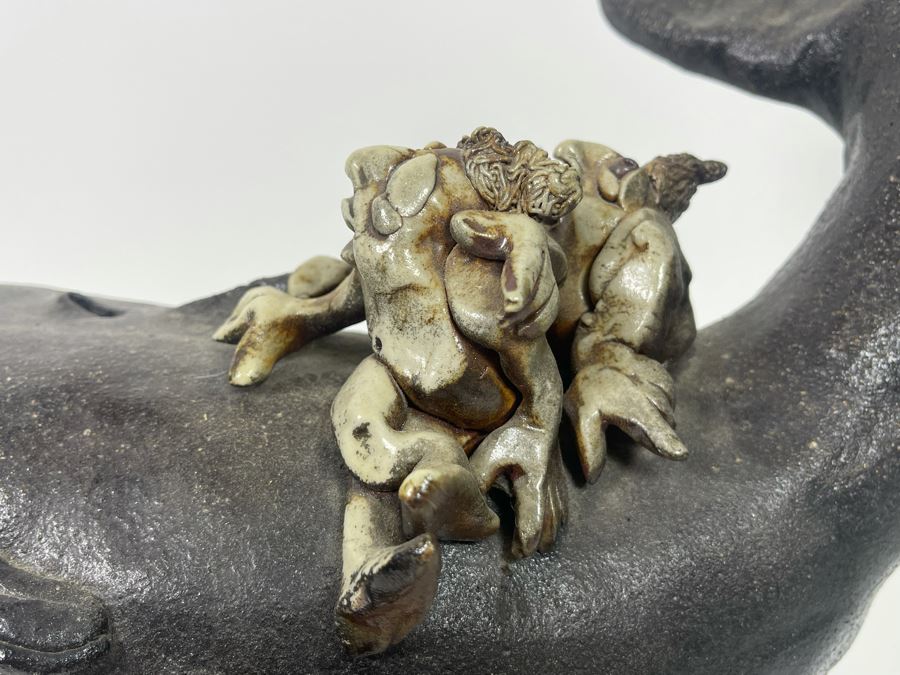 Large Whimsical Studio Pottery Stoneware Whale 15W X 10D X 13H [Photo 9]