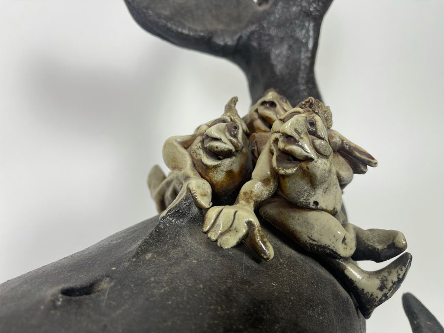 Large Whimsical Studio Pottery Stoneware Whale 15W X 10D X 13H [Photo 6]