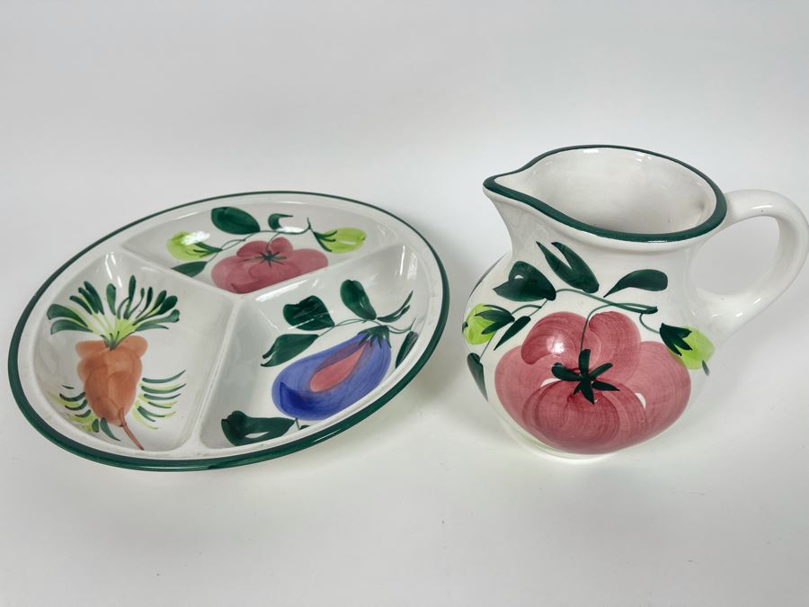 Hand Made Italian 7' Pitcher And 13' Divided Plate [Photo 2]