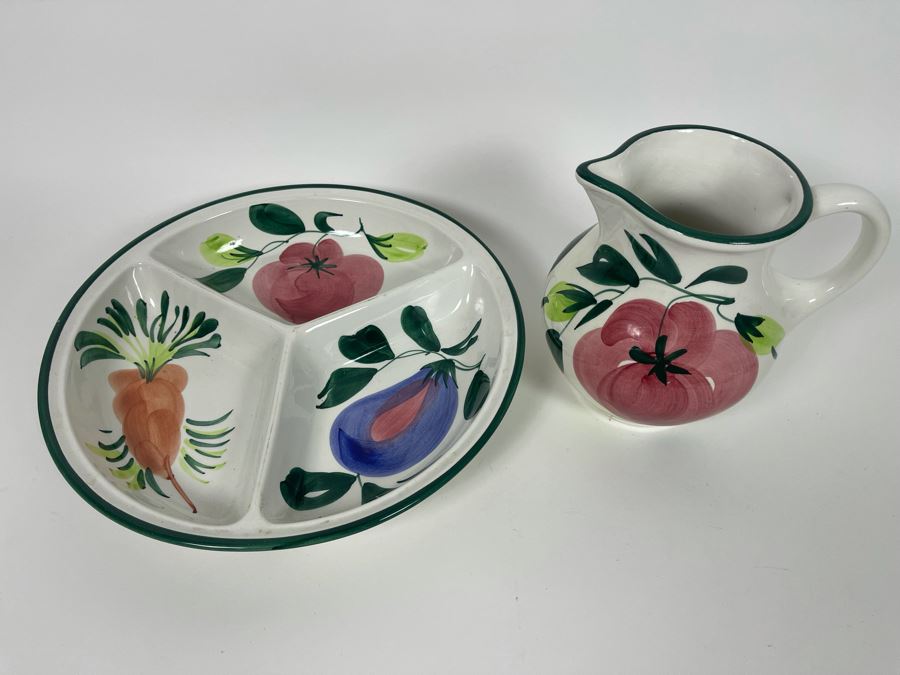 Hand Made Italian 7' Pitcher And 13' Divided Plate [Photo 3]
