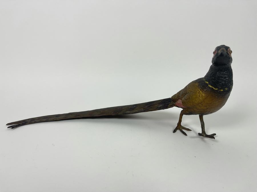 Painted Metal Pheasant Bird Figurine 16W X 6H [Photo 5]