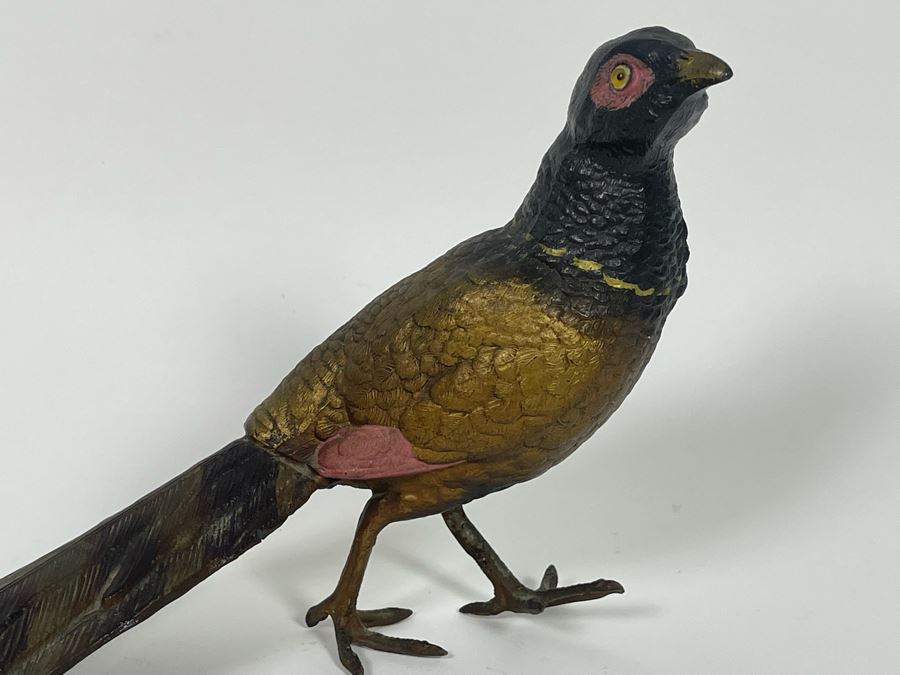 Painted Metal Pheasant Bird Figurine 16W X 6H [Photo 4]