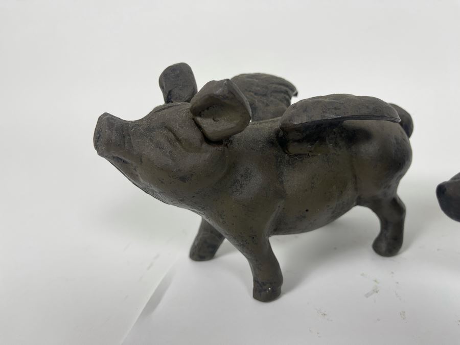Pair Of Cast Iron Pigs 8W (One Is Flying Pig, One Is Bank) [Photo 5]