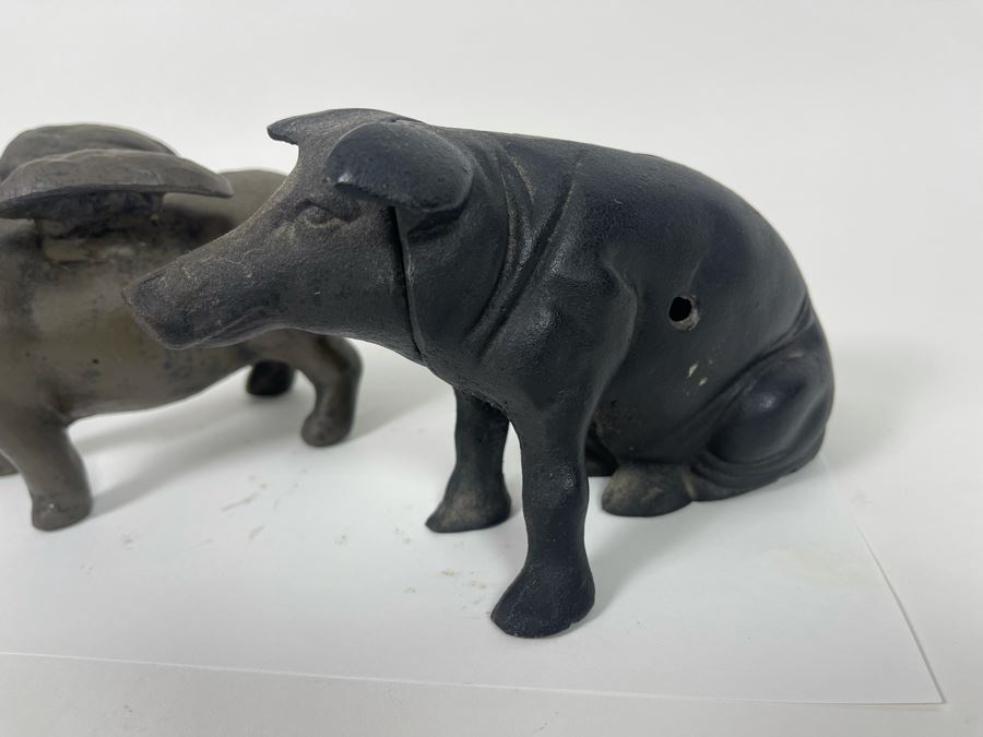 Pair Of Cast Iron Pigs 8W (One Is Flying Pig, One Is Bank) [Photo 4]