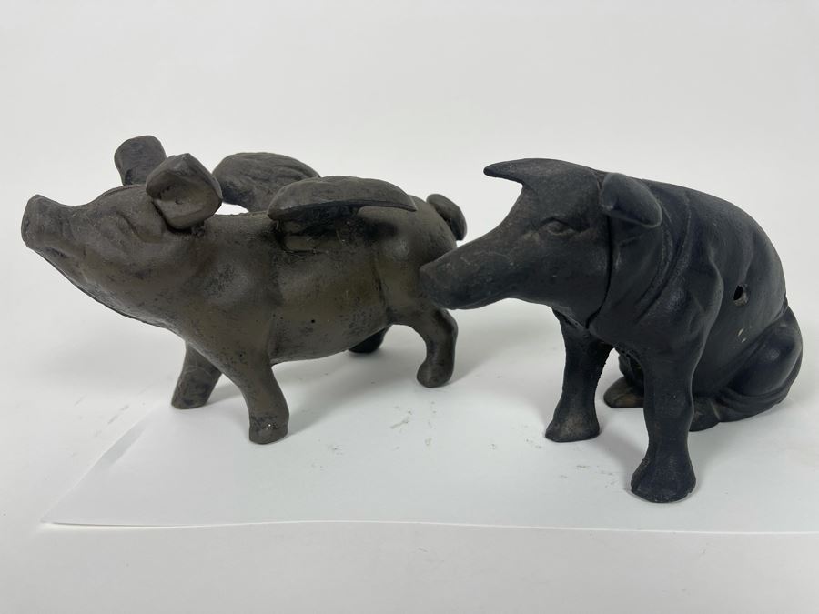 Pair Of Cast Iron Pigs 8W (One Is Flying Pig, One Is Bank) [Photo 3]