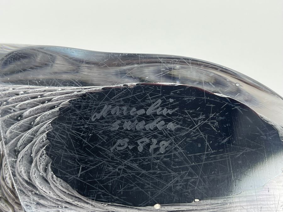 Signed Marcolin Sweden Studio Art Glass Whale 11W X 4.5H [Photo 9]