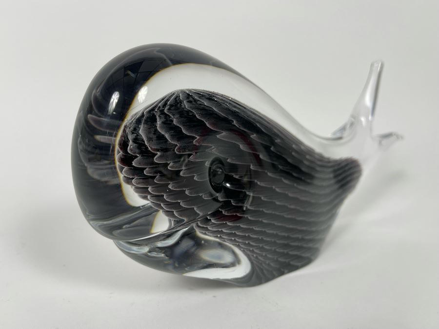 Signed Marcolin Sweden Studio Art Glass Whale 11W X 4.5H [Photo 6]