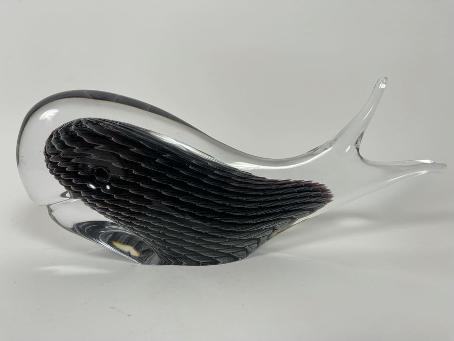 Signed Marcolin Sweden Studio Art Glass Whale 11W X 4.5H [Photo 2]