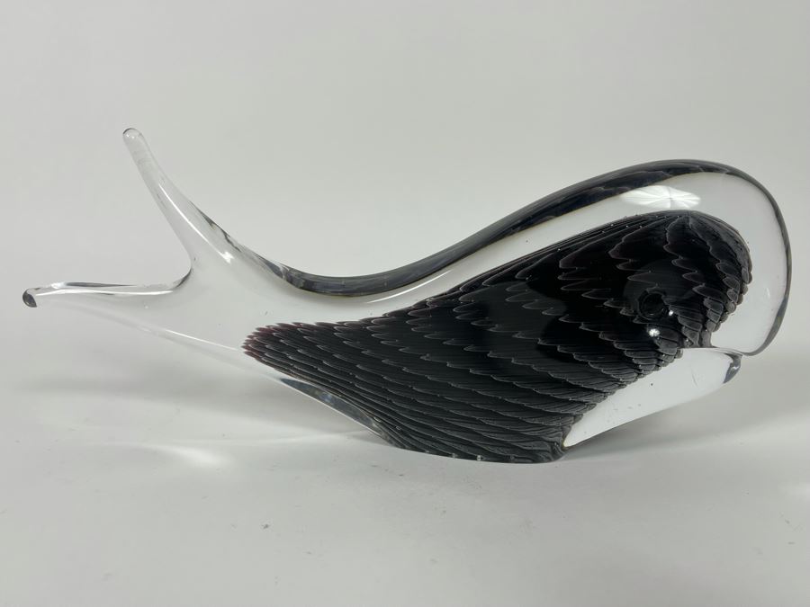 Signed Marcolin Sweden Studio Art Glass Whale 11W X 4.5H [Photo 8]