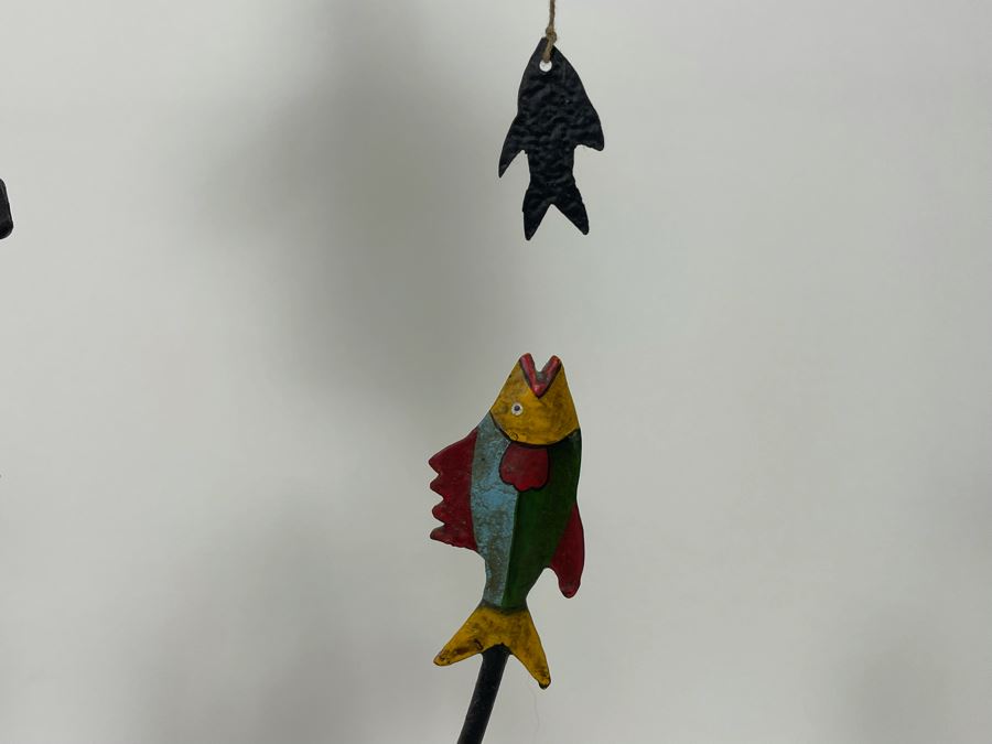 Metal Kinetic Fisherman Fishing Rocking Sculpture By Authentic Models AM Handmade In Indonesia [Photo 5]