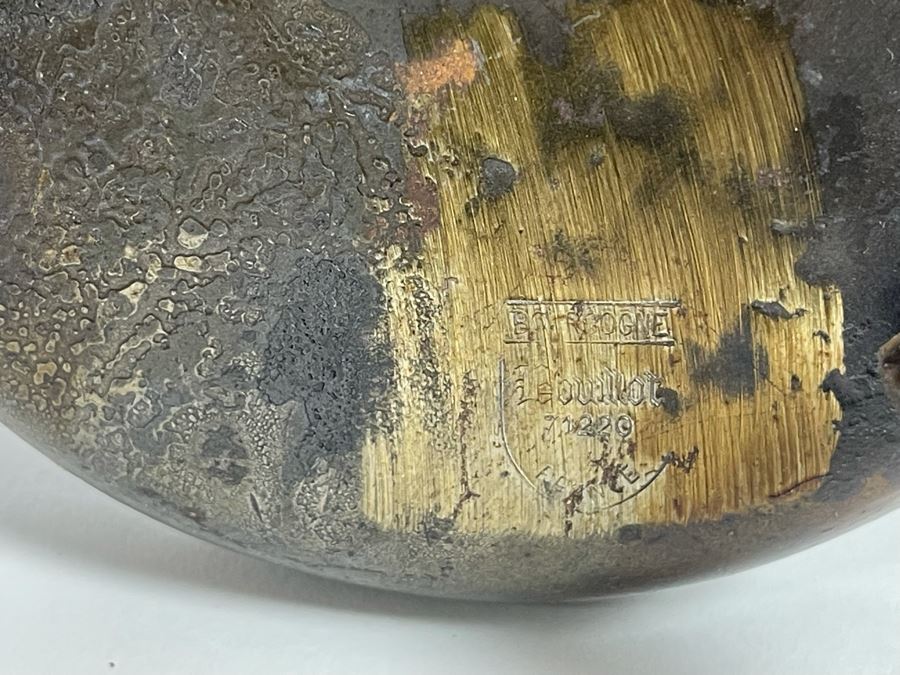 Old Cast Iron Bouillot Rat De Cave (Cellar Rat) Hand Made Spiral Candle Holder 8H And Turned Wooden Bowl 5W X 3.25H With Stand [Photo 16]