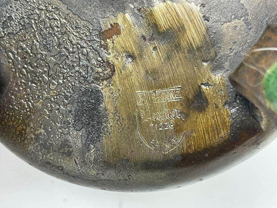 Old Cast Iron Bouillot Rat De Cave (Cellar Rat) Hand Made Spiral Candle Holder 8H And Turned Wooden Bowl 5W X 3.25H With Stand [Photo 14]