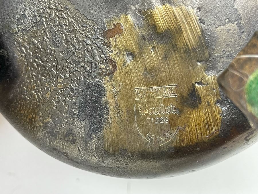 Old Cast Iron Bouillot Rat De Cave (Cellar Rat) Hand Made Spiral Candle Holder 8H And Turned Wooden Bowl 5W X 3.25H With Stand [Photo 13]