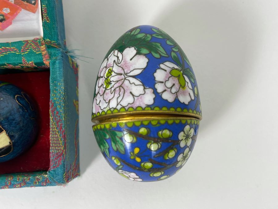 Chinese Cloisonne Egg And Chinese Cloisonne Panda Bear Baoding Balls [Photo 4]