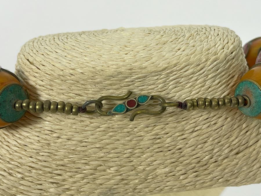 Vintage Bakelite Turquoise Coral 20' Necklace (Corrected) [Photo 5]