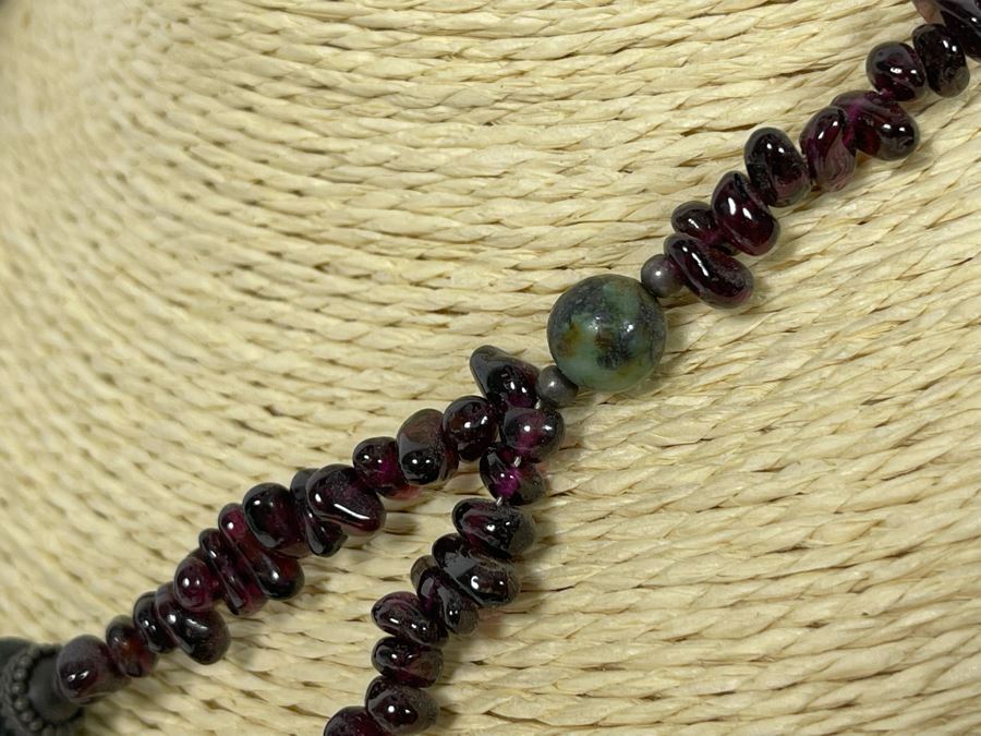 Vintage Multi-Stone Garnet And Turquoise 20' Necklace [Photo 6]