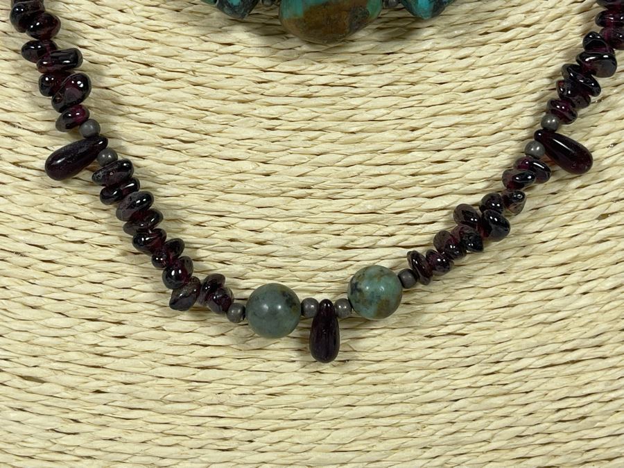 Vintage Multi-Stone Garnet And Turquoise 20' Necklace [Photo 5]