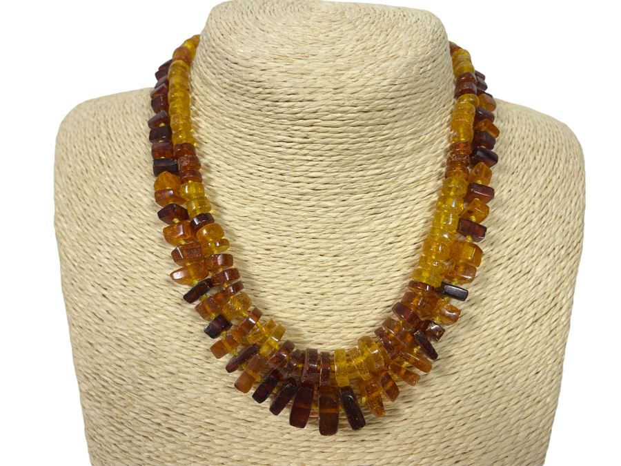 Pair Of Vintage 16' Amber Necklaces