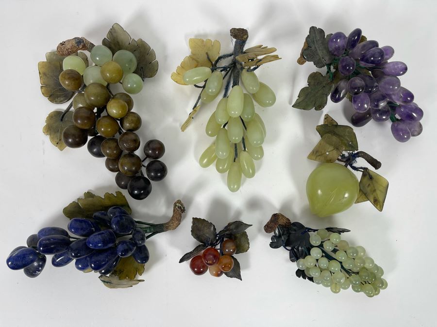 Collection Of Vintage Jade Amethyst Polished Stone Fruit [Photo 2]