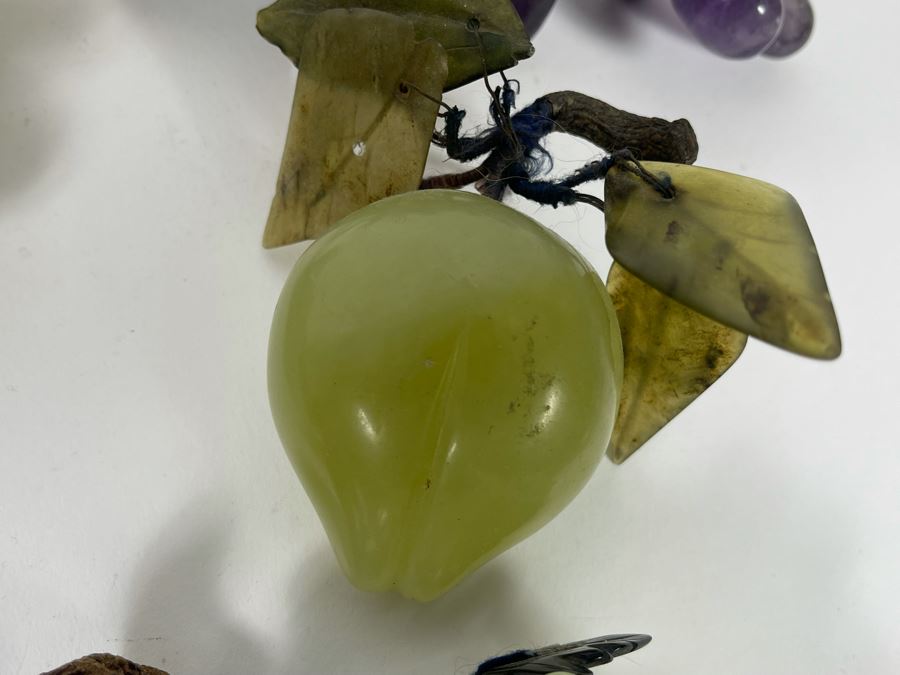 Collection Of Vintage Jade Amethyst Polished Stone Fruit [Photo 9]