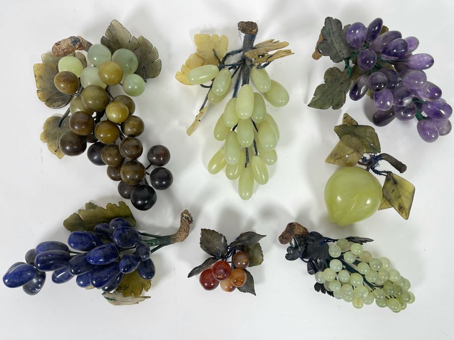 Collection Of Vintage Jade Amethyst Polished Stone Fruit [Photo 4]