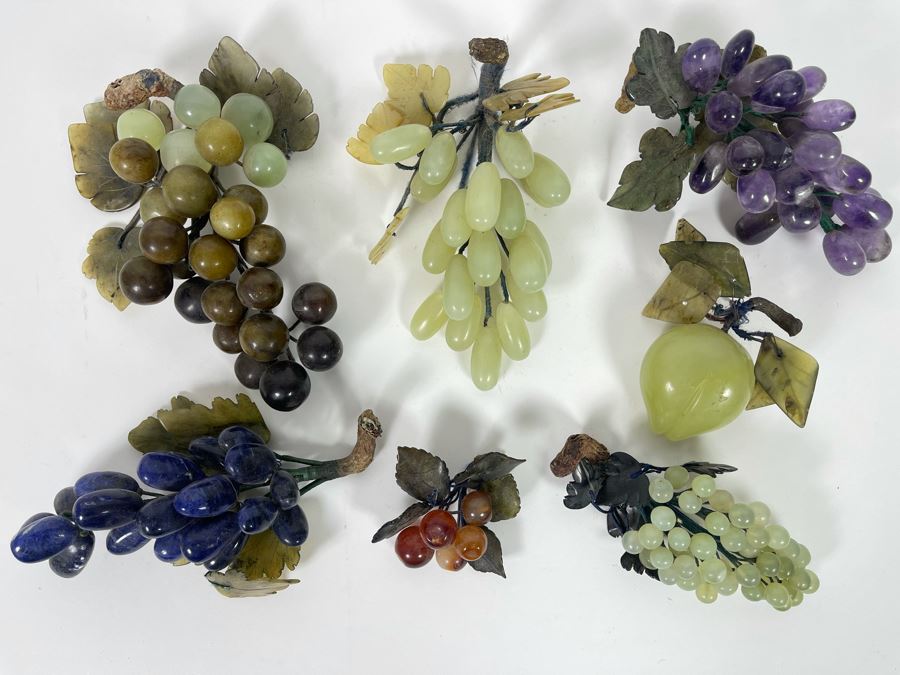 Collection Of Vintage Jade Amethyst Polished Stone Fruit [Photo 3]