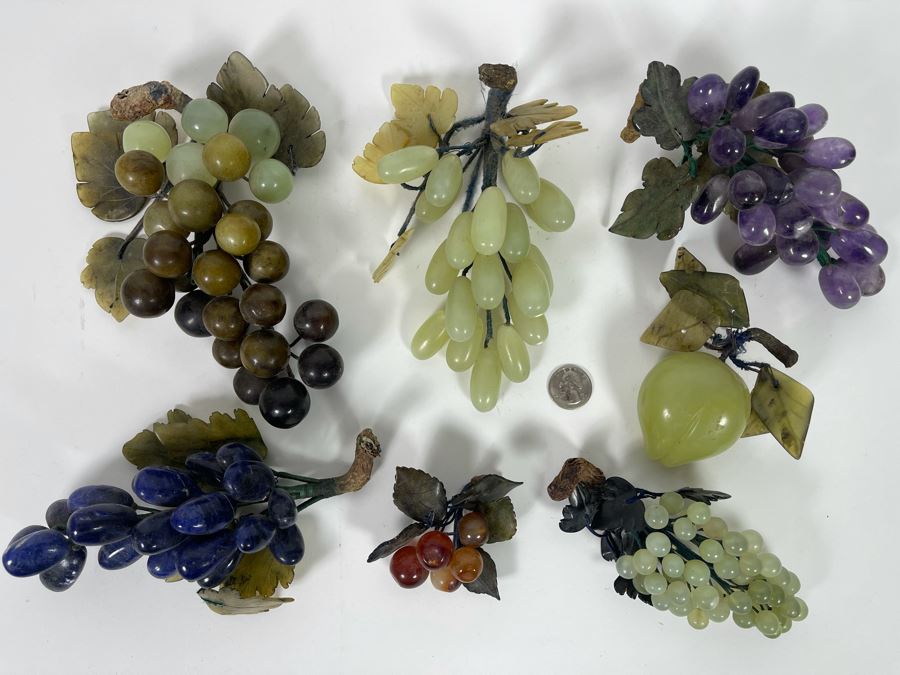 Collection Of Vintage Jade Amethyst Polished Stone Fruit [Photo 17]