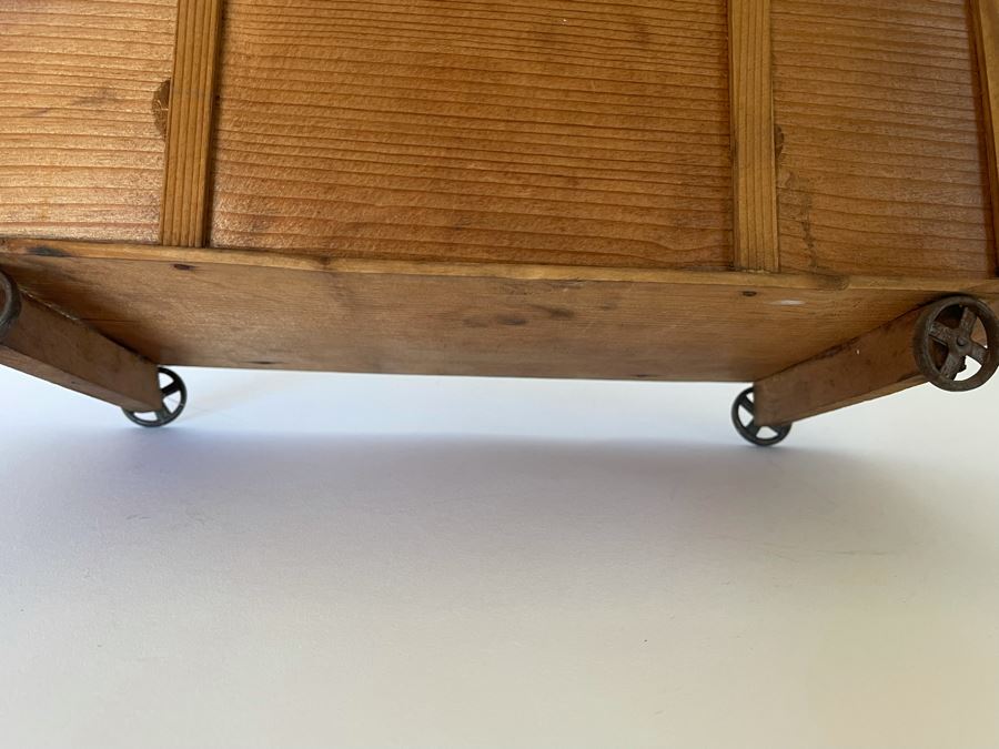 Antique German Wooden Circus Cage With Papier Mache Animals Spring Loaded Main Gate With Swinging Elephant Plus Tigers, Lion And Polar Bear (Some Of Animals Are Missing Limbs) 13.5W X 6D X 9H  [Photo 20]