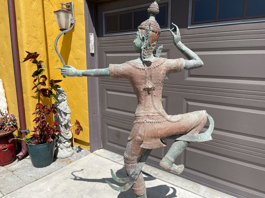 Life-size Thai Prince Rama Bronze Garden Statue (Lower Part Of Bow Is Missing) 47W X 11D X 75H [Photo 22]