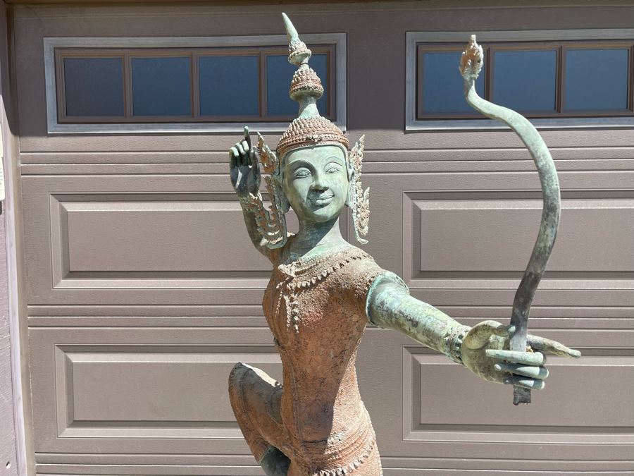 Life-size Thai Prince Rama Bronze Garden Statue (Lower Part Of Bow Is Missing) 47W X 11D X 75H [Photo 19]
