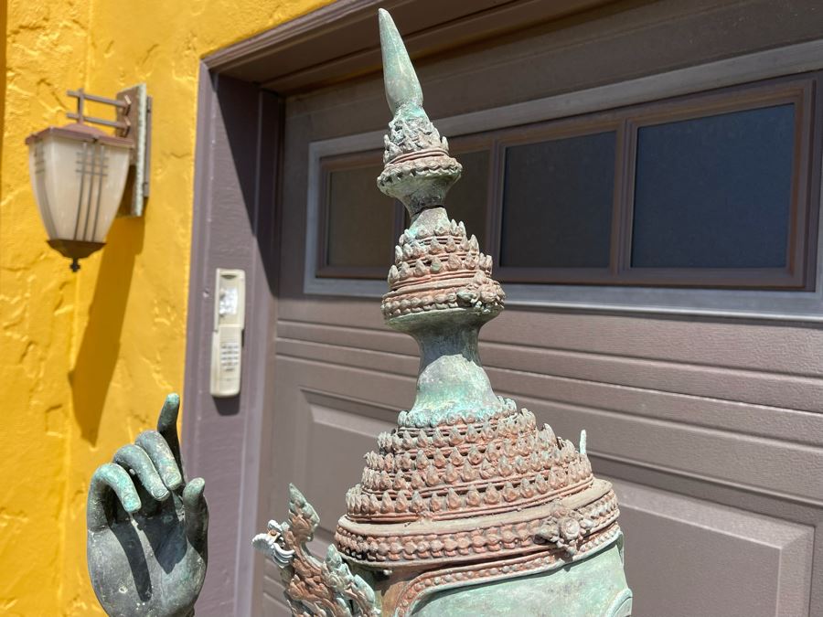 Life-size Thai Prince Rama Bronze Garden Statue (Lower Part Of Bow Is Missing) 47W X 11D X 75H [Photo 8]