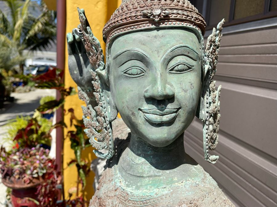 Life-size Thai Prince Rama Bronze Garden Statue (Lower Part Of Bow Is Missing) 47W X 11D X 75H [Photo 14]