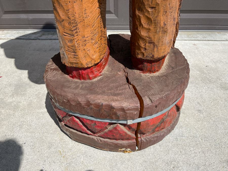 Life-size 6' Tall Carved Wooden Cigar Store Native American Indian Chief Sculpture 21W X 18D X 72H [Photo 18]