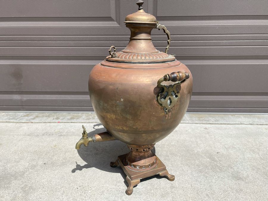 Large Antique Copper Samovar 22W X 31H [Photo 11]