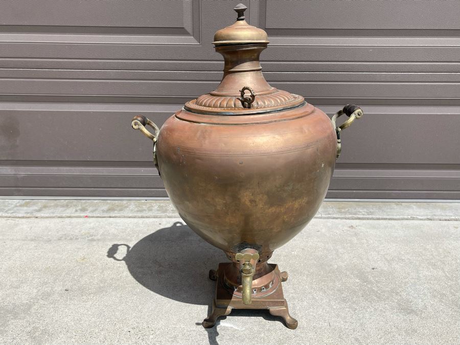 Large Antique Copper Samovar 22W X 31H [Photo 2]