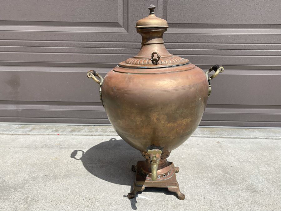 Large Antique Copper Samovar 22W X 31H [Photo 3]