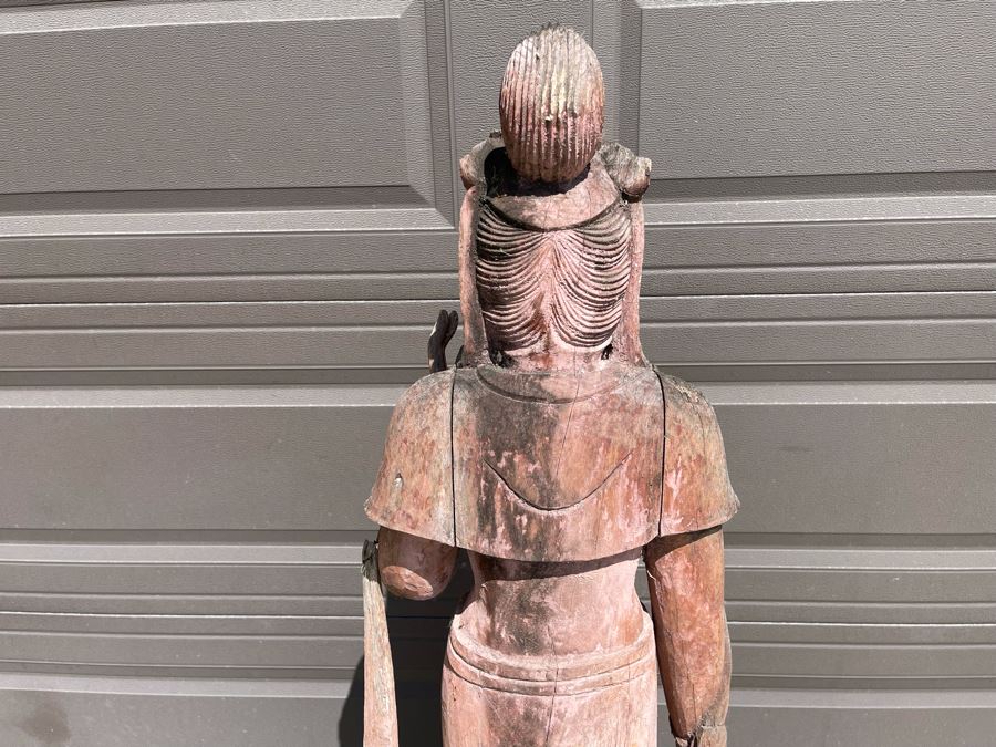 Vintage Chinese Carved Wooden Sculpture Of Guanyin Buddha 16W X 10D X 56H [Photo 12]