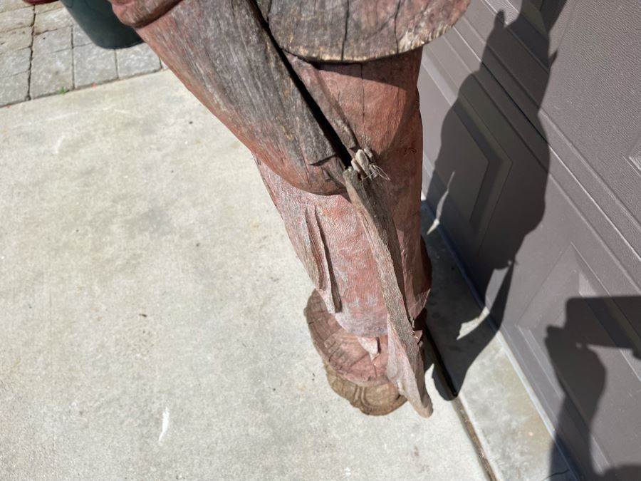 Vintage Chinese Carved Wooden Sculpture Of Guanyin Buddha 16W X 10D X 56H [Photo 9]