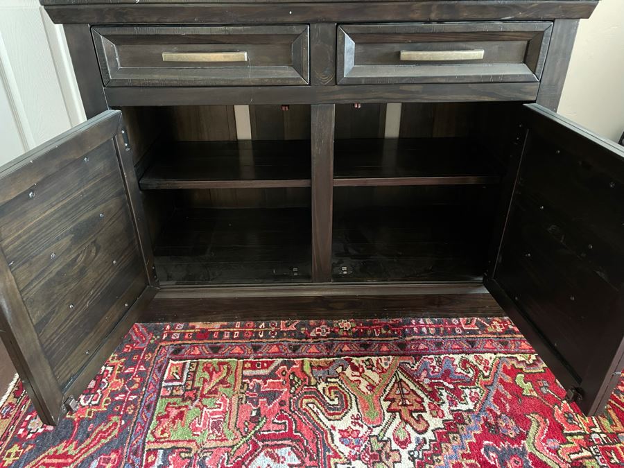 Black 10-Drawer Cabinet With Glass Front Shelving Hutch 44W X 19.5D X 81H [Photo 9]