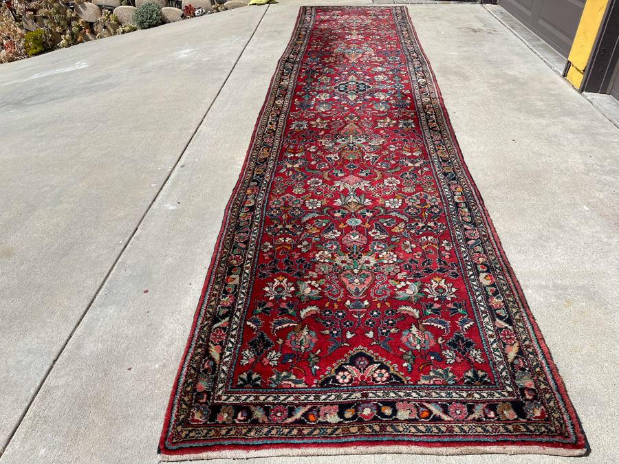 Hand Knotted Wool Persian Runner Rug Hamadan Design 17'2' X 3'10' [Photo 6]