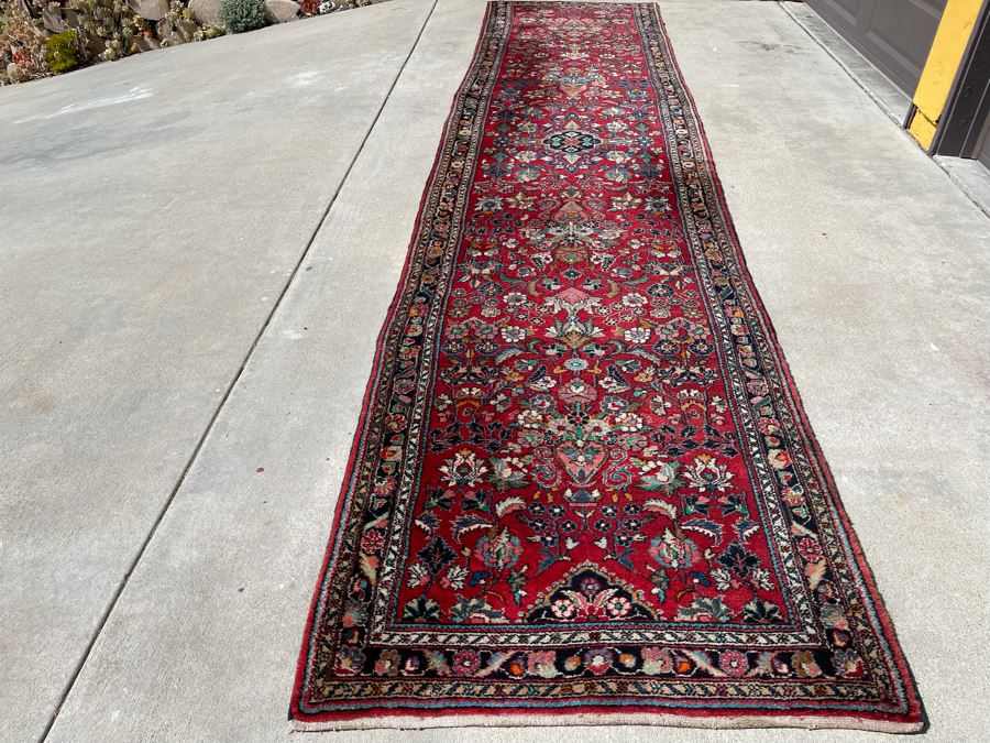 Hand Knotted Wool Persian Runner Rug Hamadan Design 17'2' X 3'10' [Photo 4]