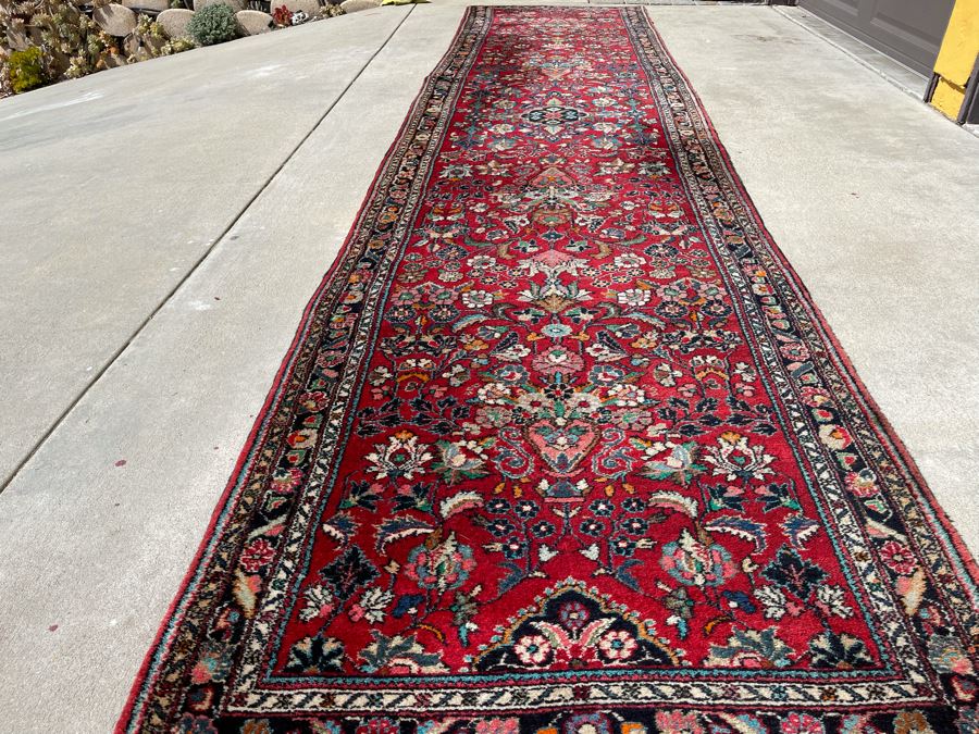 Hand Knotted Wool Persian Runner Rug Hamadan Design 17'2' X 3'10' [Photo 8]