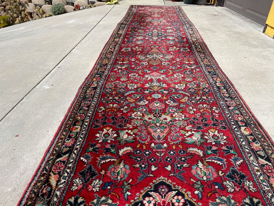 Hand Knotted Wool Persian Runner Rug Hamadan Design 17'2' X 3'10' [Photo 7]
