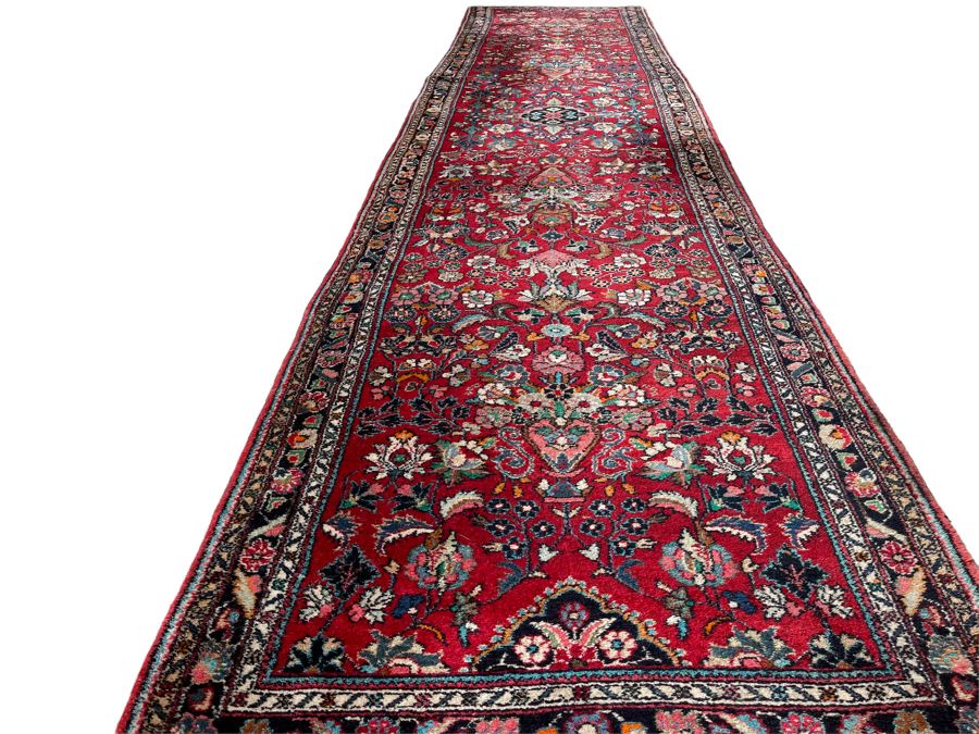 Hand Knotted Wool Persian Runner Rug Hamadan Design 17'2' X 3'10' [Photo 2]