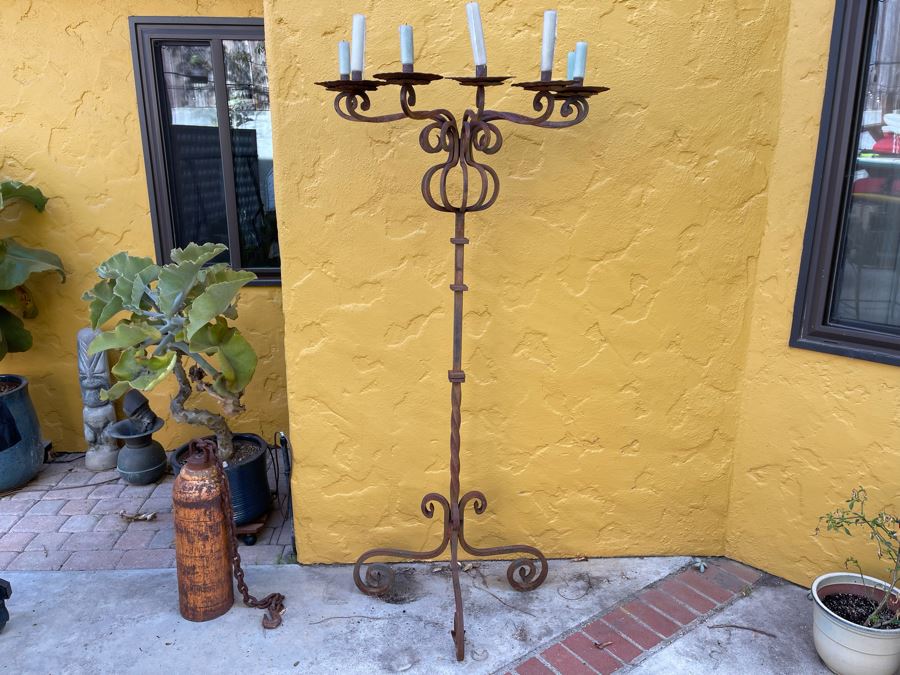 Vintage Wrought Iron Freestanding Candelabra 34W X 69H [Photo 2]