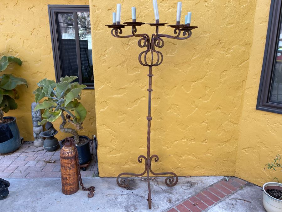 Vintage Wrought Iron Freestanding Candelabra 34W X 69H [Photo 3]