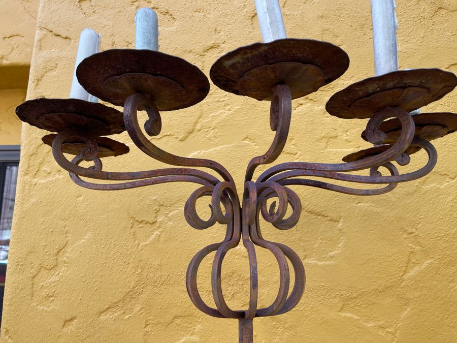 Vintage Wrought Iron Freestanding Candelabra 34W X 69H [Photo 4]