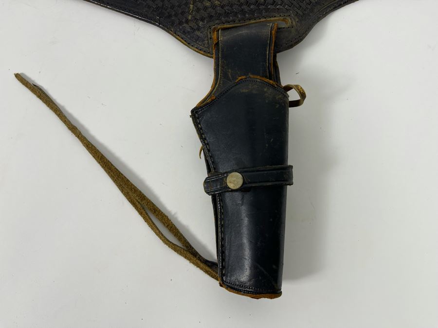 Tooled Leather .22 Caliber Gun Holster Belt Size 36 Made In Mexico [Photo 4]