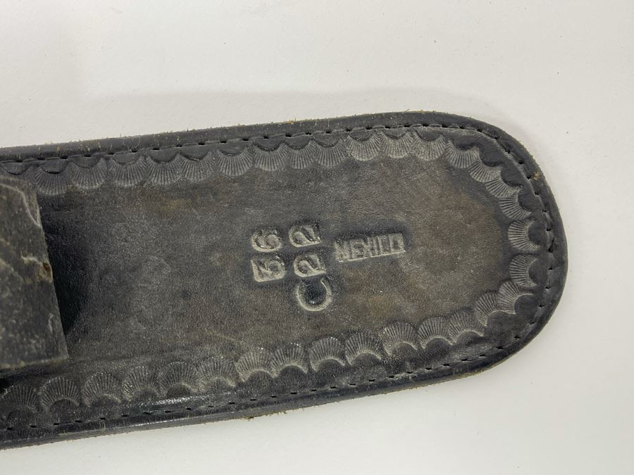 Tooled Leather .22 Caliber Gun Holster Belt Size 36 Made In Mexico [Photo 11]